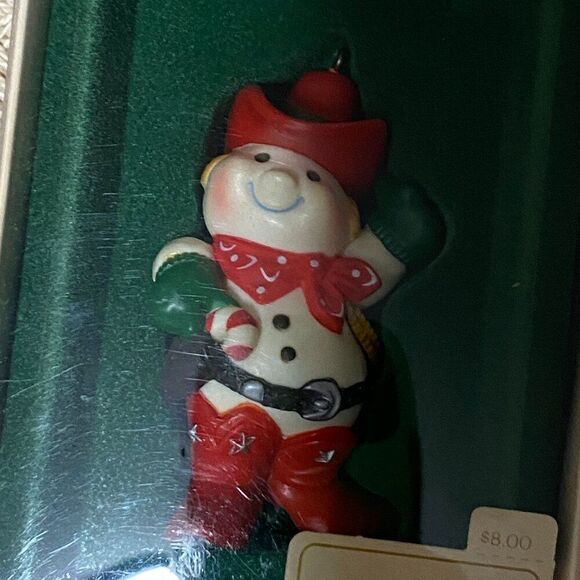 Cowboy Snowman Hallmark Ornament 1982 New in Box - Picture 2 of 4